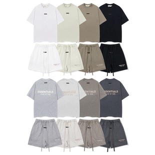 复线ESSENTIALS美潮高街烫金立体字母印花短袖T恤休闲短裤FOG套装