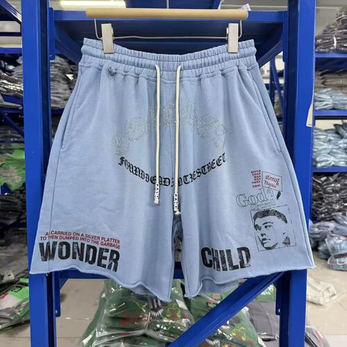 PalyHollywood做旧宽松五分短裤