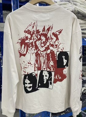 ERD25ss忧郁的富二代玛雅人像tee男女同款纯棉做旧洗水长袖T恤