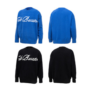 外贸潮牌cole 休闲字母毛衣街头流行百搭复古上衣外套 buxton美式