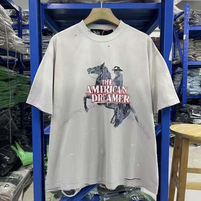 PalyHollywood烫钻做旧短袖T恤