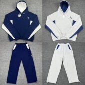 Mertra拼接刺绣加绒休闲套装 连帽套头卫衣男女直筒休闲宽松长裤 潮