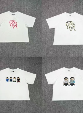 Mertra美潮新款卡通字母印花男女情侣半袖T恤宽松夏季休闲短袖