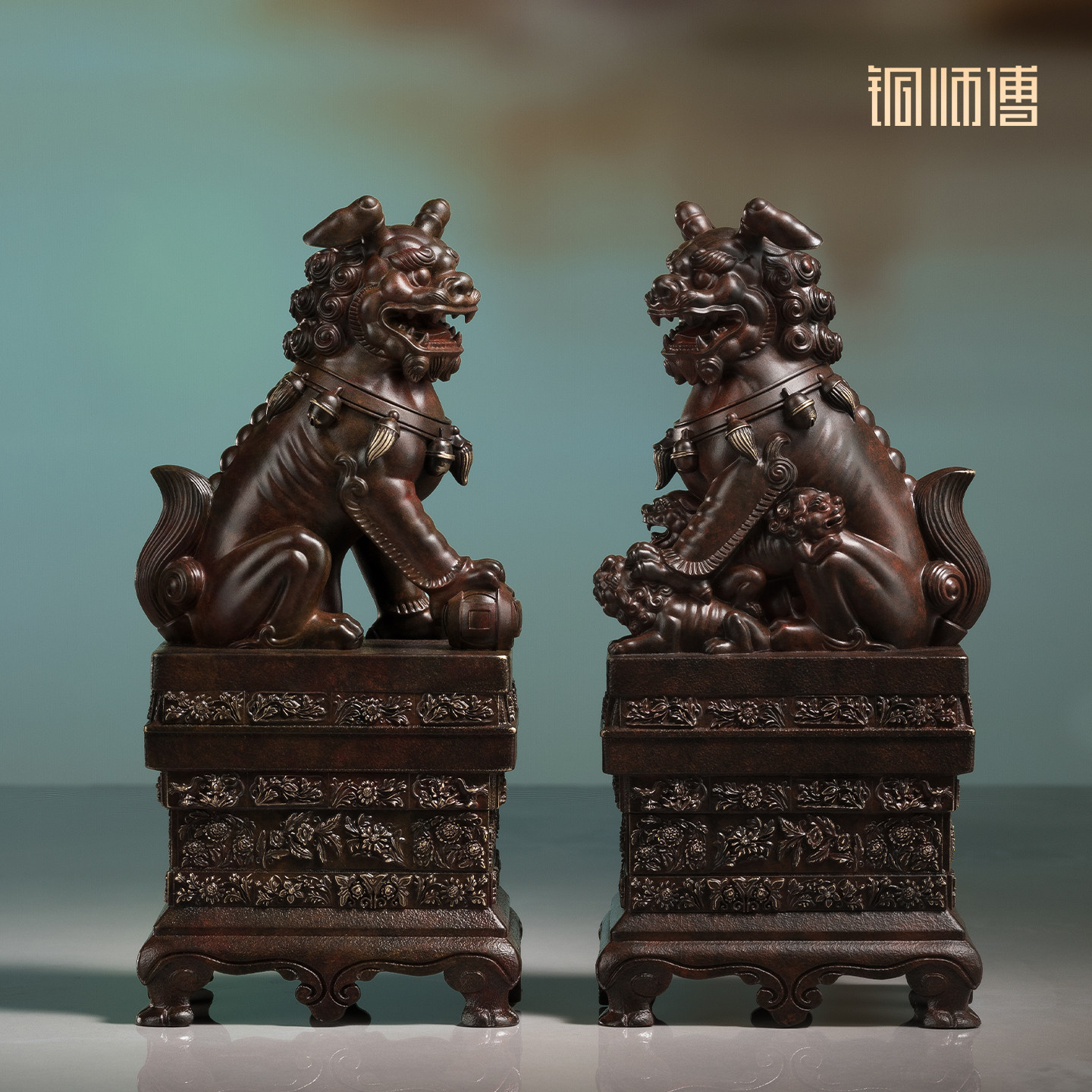 铜师傅《铁狮套装》摆件