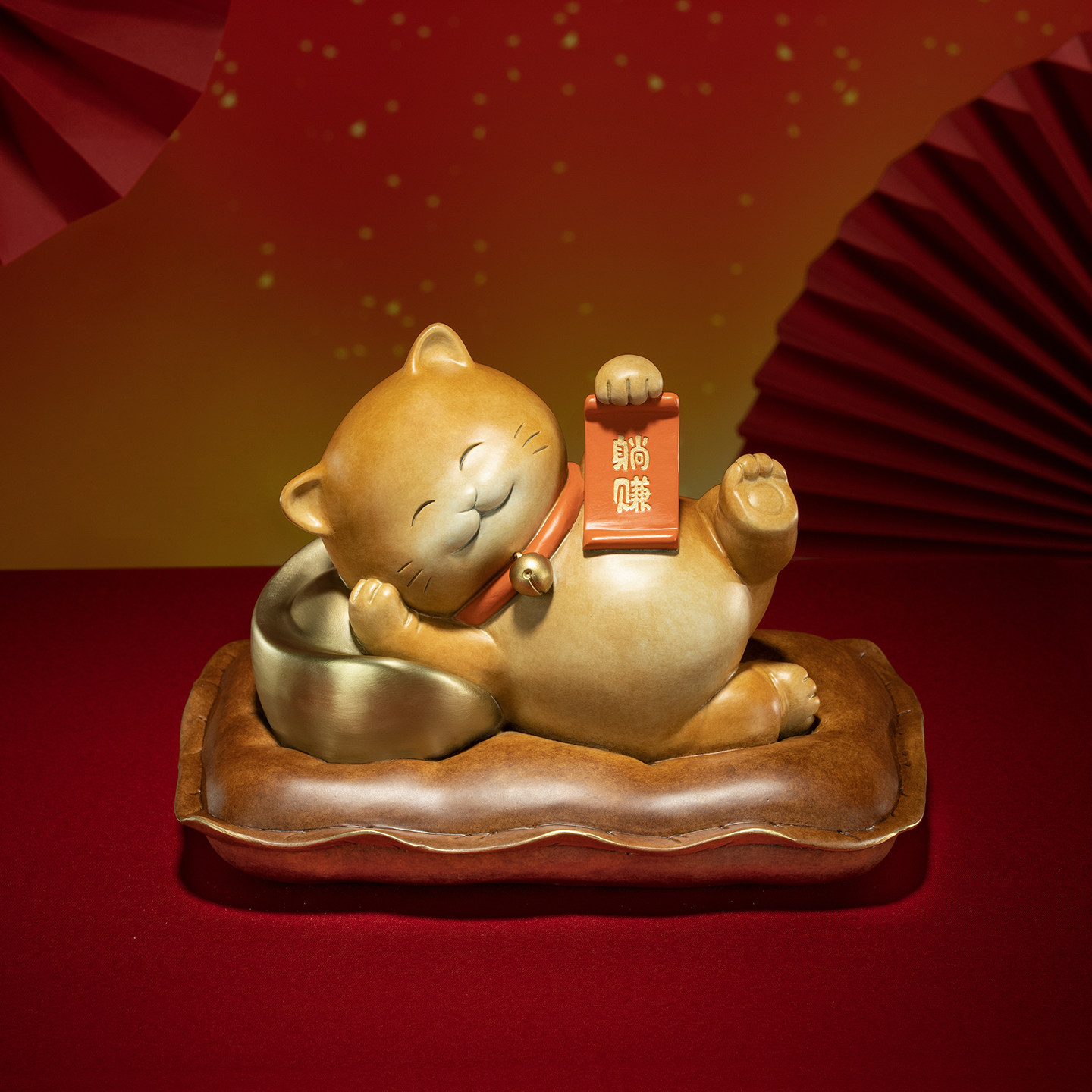 铜师傅《躺赚》客厅桌面铜招财猫摆件 家居装饰工艺品,家居饰品,装饰摆件,淘宝优惠券,粉丝福利购,淘宝优惠卷