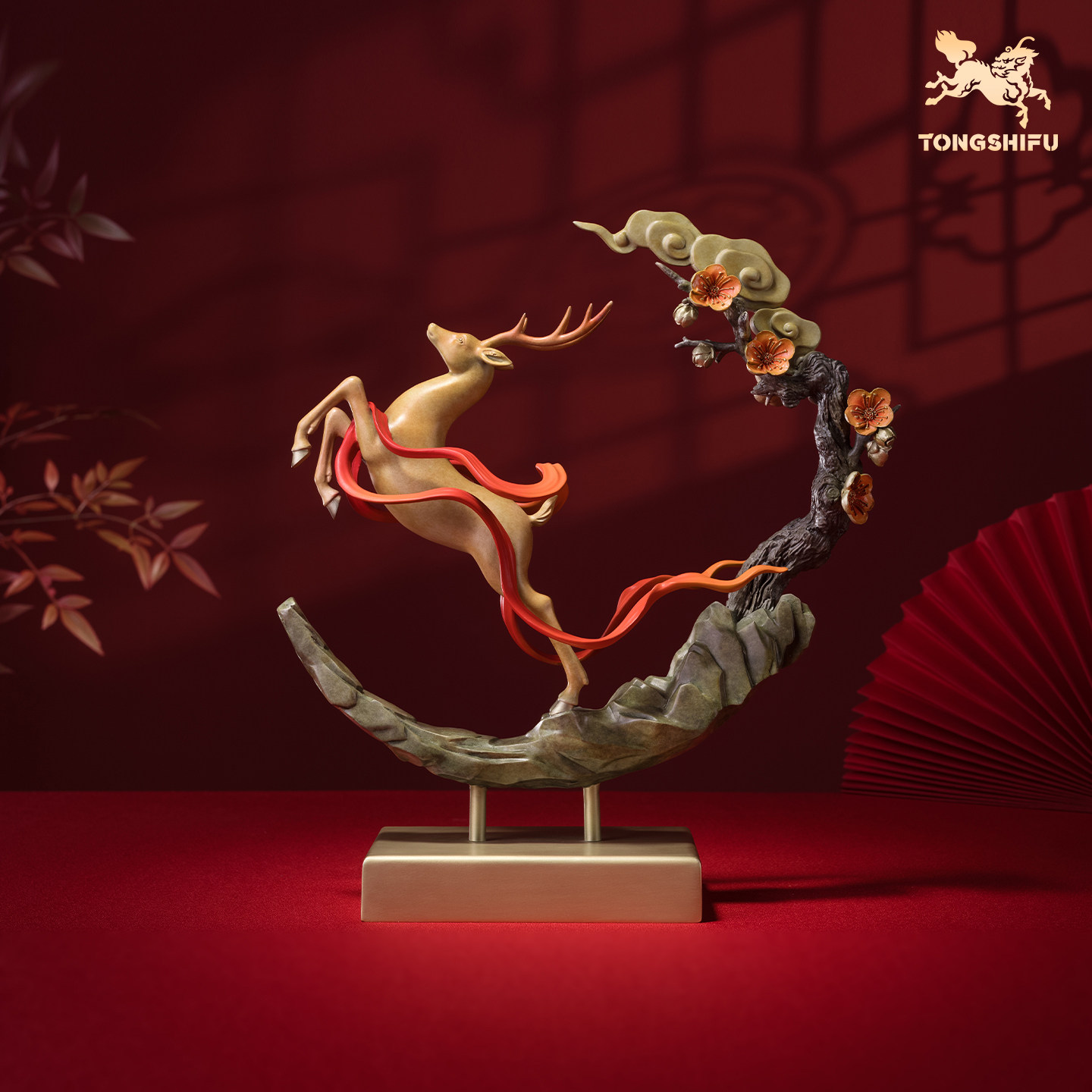 铜师傅《一路腾达》客厅桌面铜鹿摆件家居装饰工艺品摆件,家居饰品,桌面摆件,淘宝优惠券,粉丝福利购,淘宝优惠卷