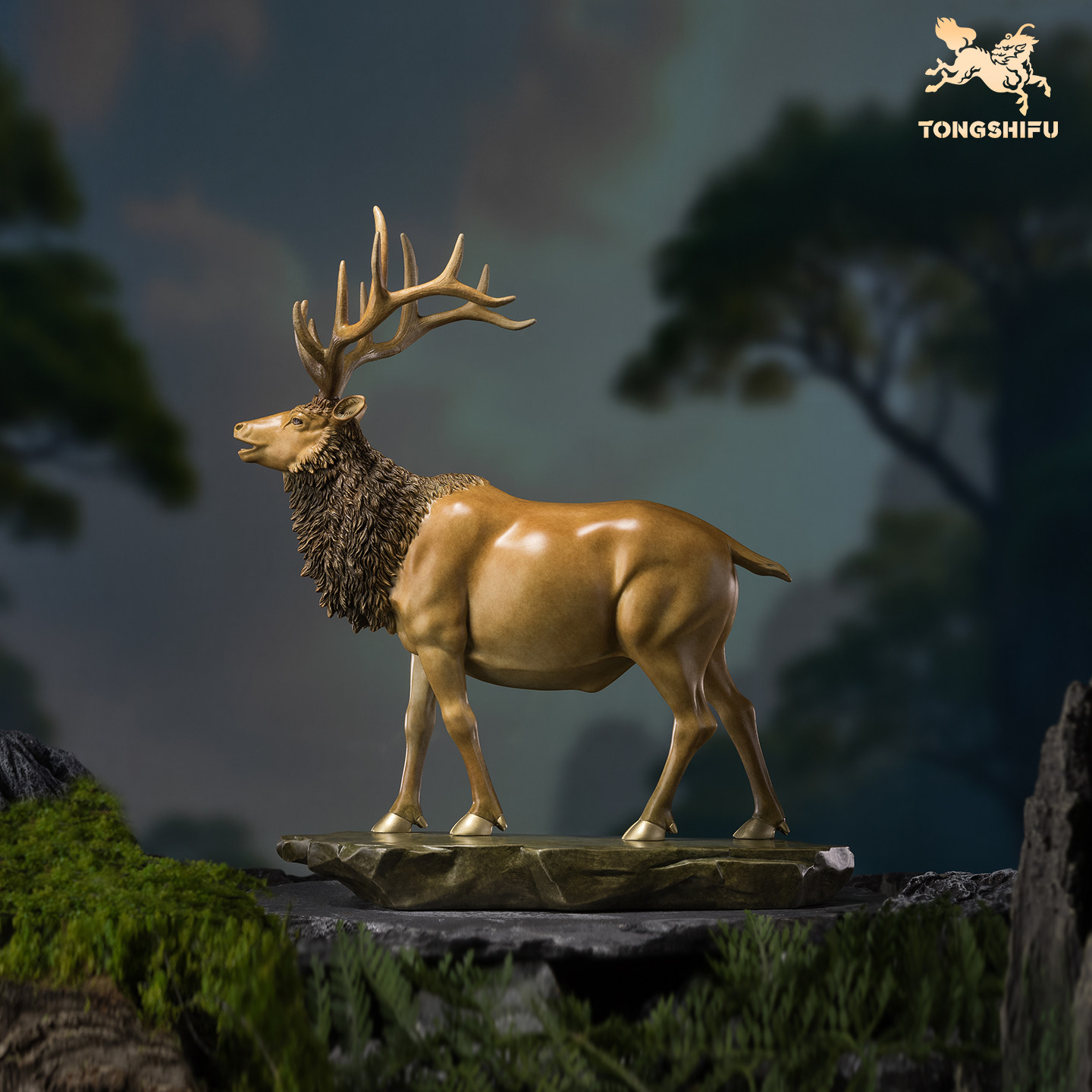 铜师傅《一路顺》客厅桌面铜鹿摆件 家居装饰工艺品,家居饰品,桌面摆件,淘宝优惠券,粉丝福利购,淘宝优惠卷