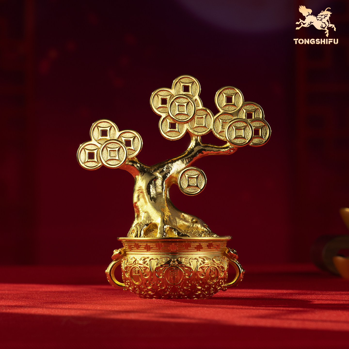 铜师傅《小财树》客厅发财树铜摆件 家居乔迁新居开业礼物工艺品