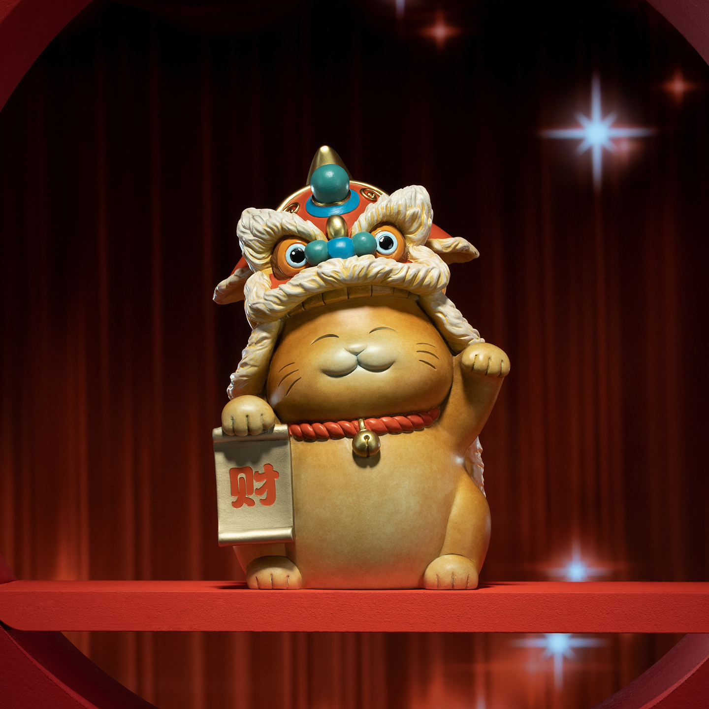 铜师傅《醒狮招财猫》客厅桌面铜摆件 家居装饰工艺品 开业礼物