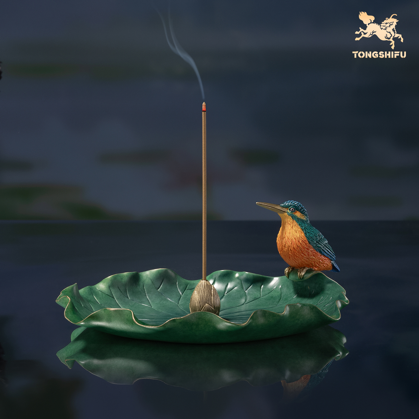 铜师傅铜摆件《荷翠香插》