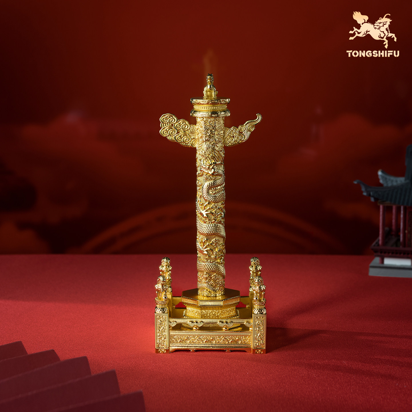 铜师傅《华表柱》客厅桌面龙图腾铜摆件家居装饰工艺品送长辈礼品,家居饰品,桌面摆件,淘宝优惠券,粉丝福利购,淘宝优惠卷