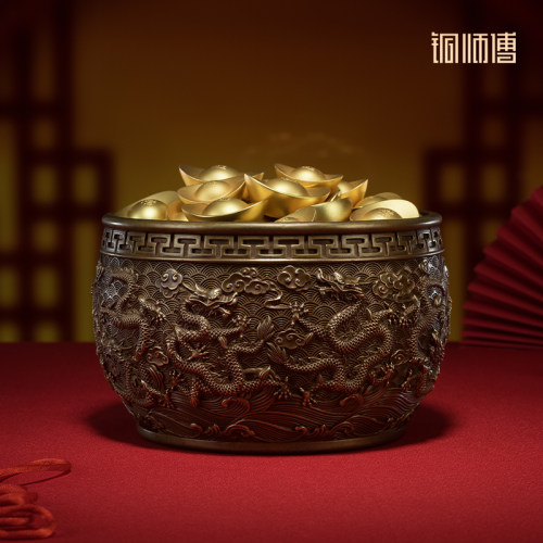 铜师傅《九龙聚宝盆》铜摆件