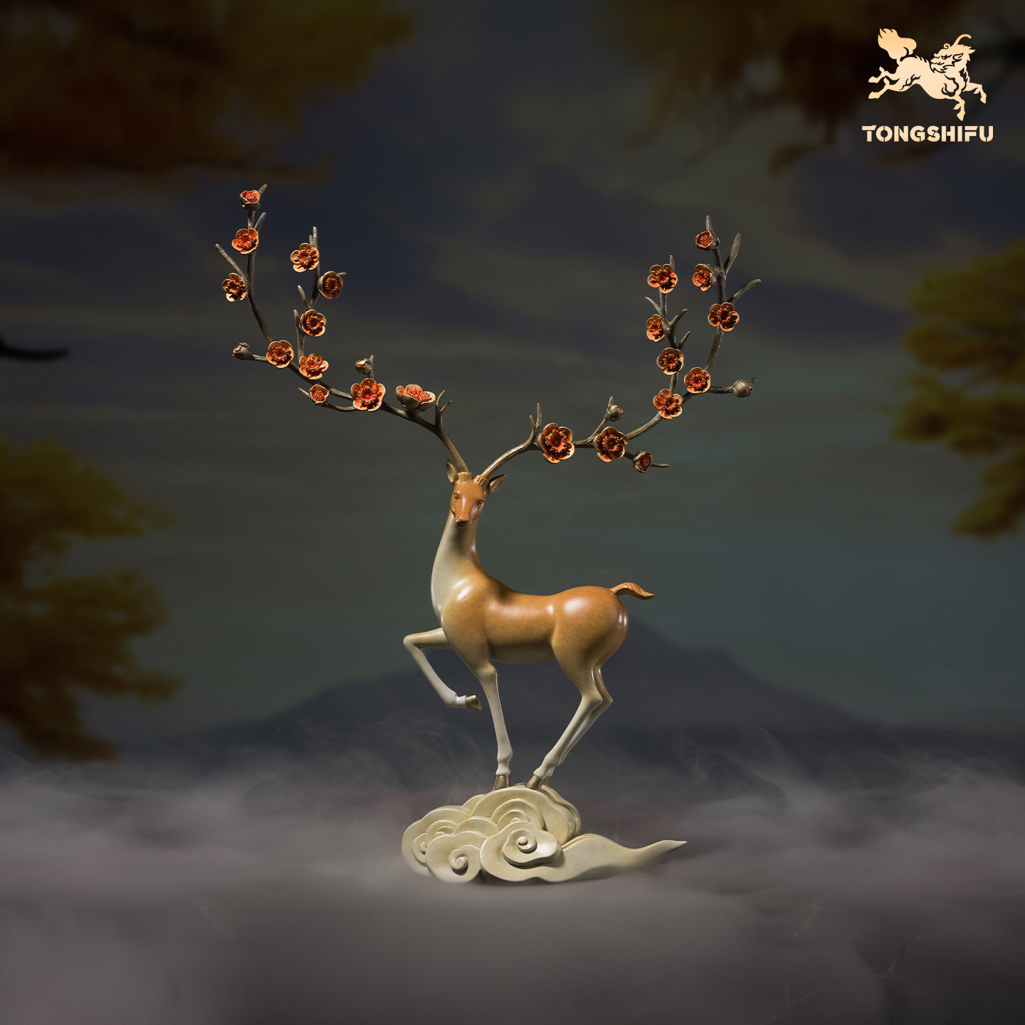铜师傅《一路繁花》客厅桌面铜鹿摆件 家居装饰工艺品,家居饰品,桌面摆件,淘宝优惠券,粉丝福利购,淘宝优惠卷