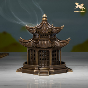 家居装 铜师傅 客厅桌面铜摆件 香炉 饰工艺品 静心亭