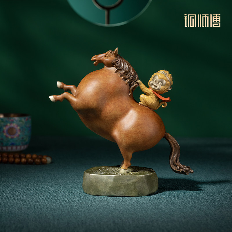 铜师傅《马上封侯》客厅桌面铜马摆件 家居装饰工艺品 高考礼物