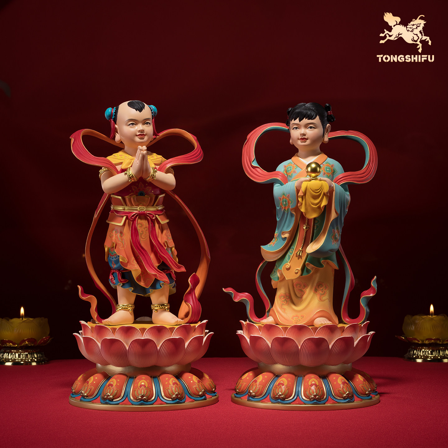 铜师傅《金童玉女》客厅桌面中式铜摆件 家居吉祥装饰工艺品礼物,家居饰品,桌面摆件,淘宝优惠券,粉丝福利购,淘宝优惠卷