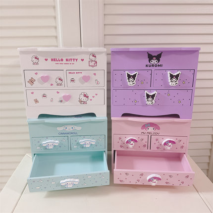 hellokitty首饰收纳盒带镜kt猫哆啦a梦桌面收纳盒生日礼物女生