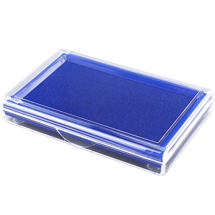 晨光蓝色快干印台长方形大号指纹画印泥按手印的硬泥台海绵芯印尼盖章盒子印章盒专用油办公印盒印油