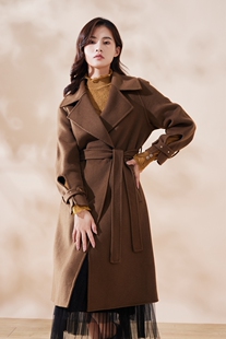 天轩商场同款2023女秋冬新款大衣时髦韩版西装领百搭休闲TGDE624