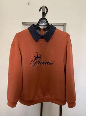 天轩商场同款2024春秋女新款上衣假2件韩版棉卫衣时尚休闲TICC009