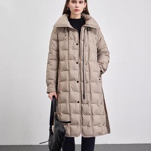 天轩商场同款2024冬女新长款羽绒服过膝鹅绒保暖连帽大气THDY223