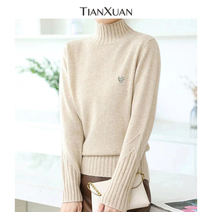 THDZ809 半高领靓丽全羊毛毛衣 天轩商场同款 秋冬女慵懒简约打底衫
