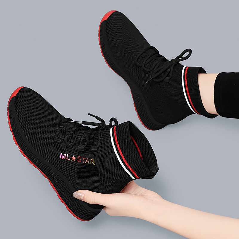 2023秋冬季新款软底妈妈高筒鞋袜子加绒运动休闲平底板鞋布女鞋子,女鞋,高帮鞋,淘宝优惠券,粉丝福利购,淘宝优惠卷