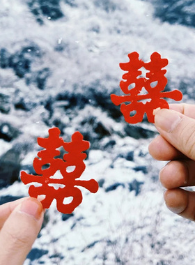 结婚超大喜字贴全套婚纱照旅游登记领证囍字专用订婚礼跟拍照道具