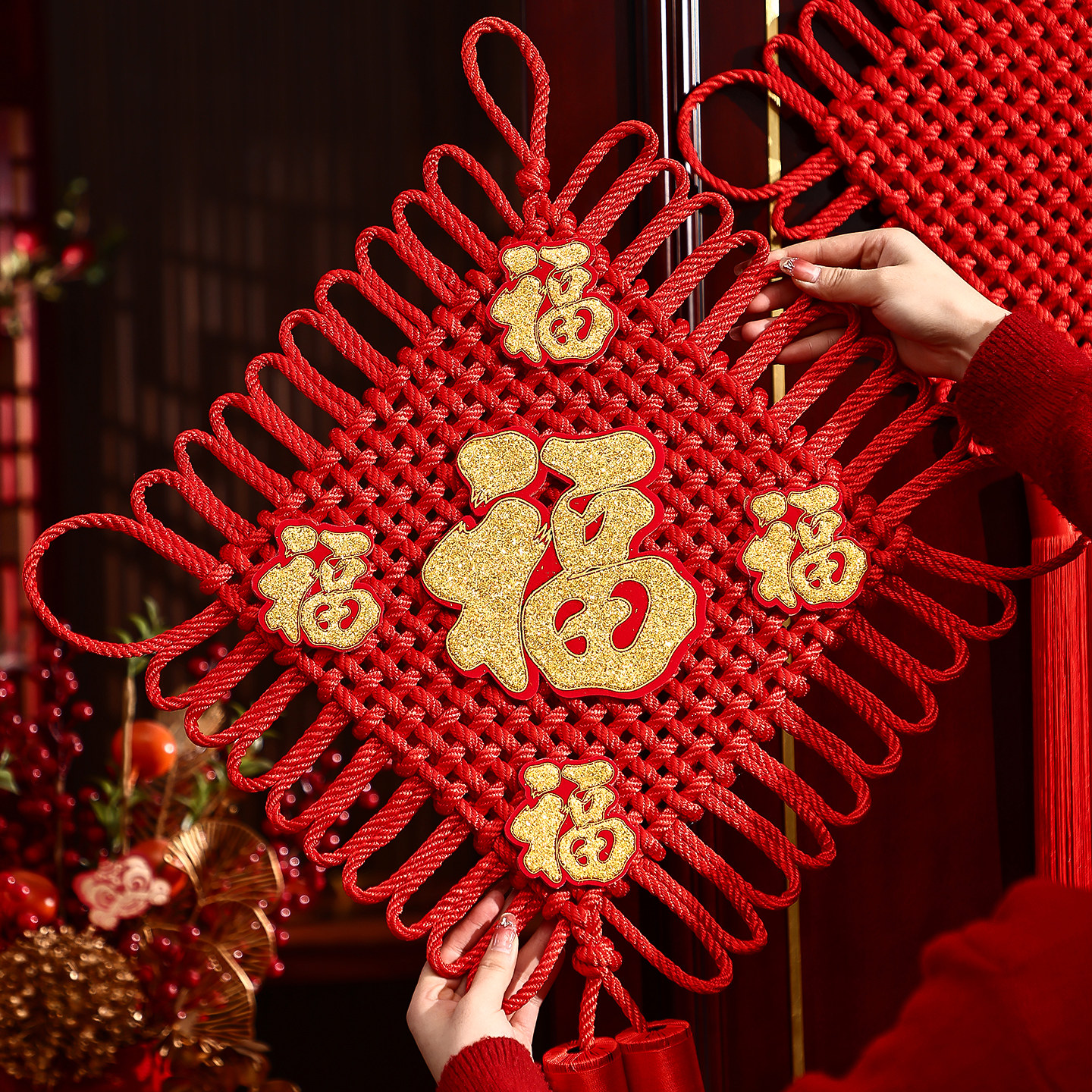 中国结福字挂件客厅高档2026新款入户门吉祥红色大号挂饰新年装饰