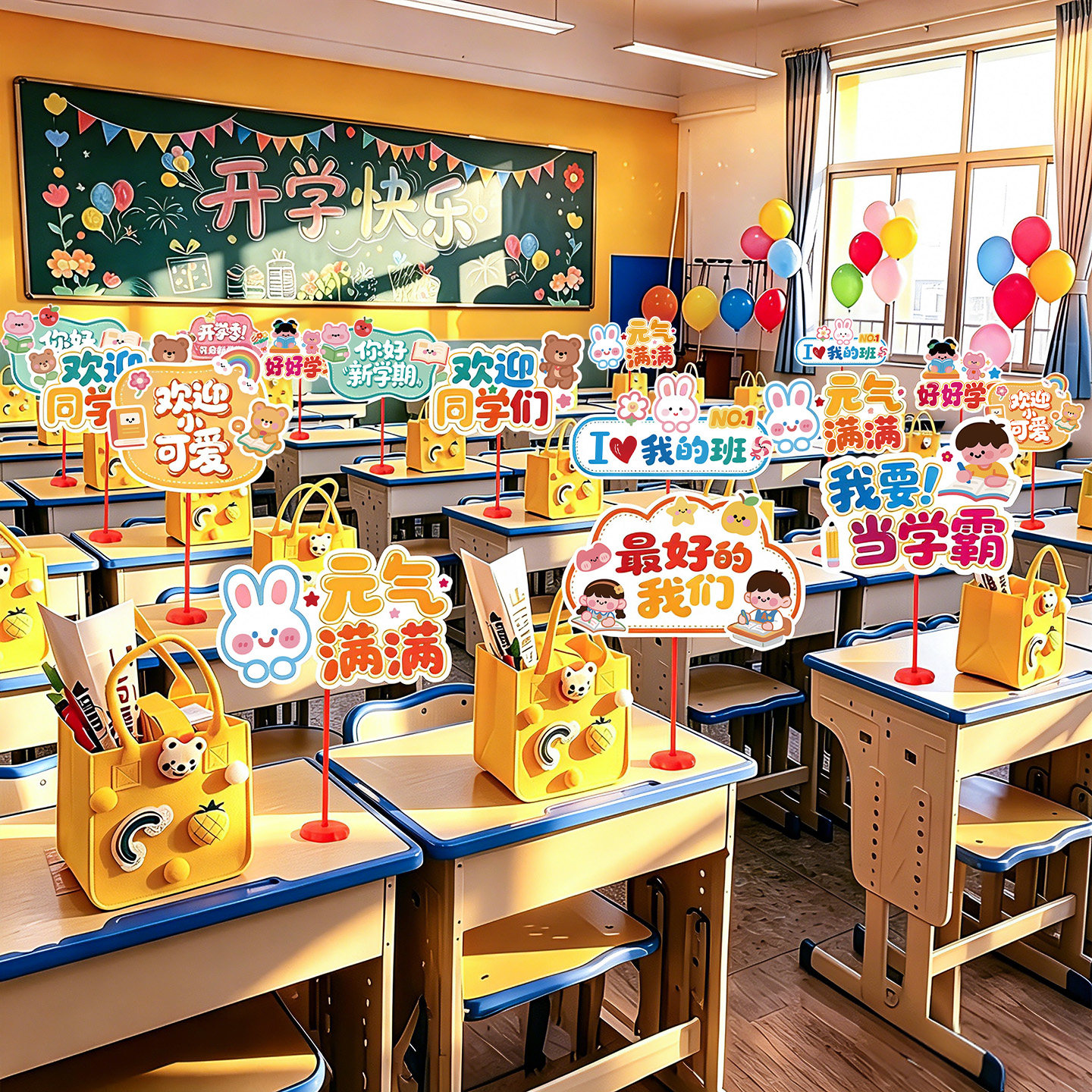 小学手持桌牌班级祝福拍照道具图片