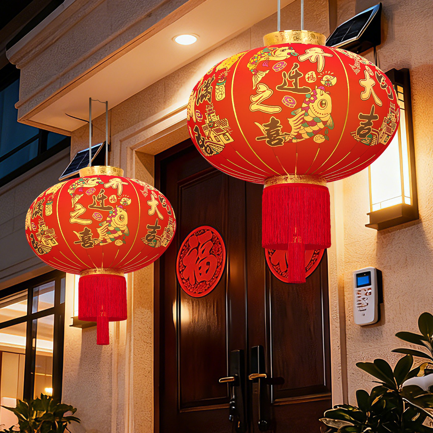 2026新款大红灯笼乔迁之喜装饰品大门口一对挂饰搬家入宅仪式用品