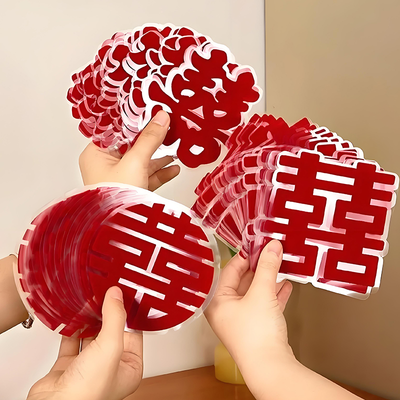植绒喜字结婚专用静电贴窗户玻璃
