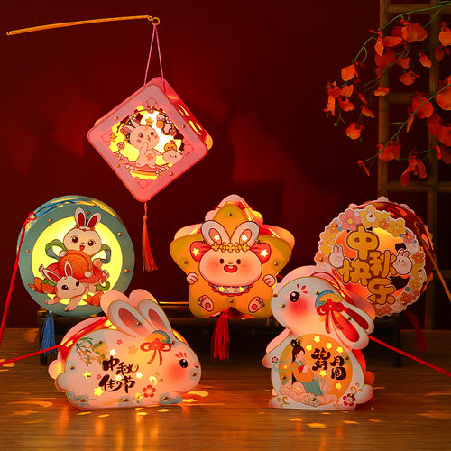 过新年儿童手提兔子灯笼花灯挂饰