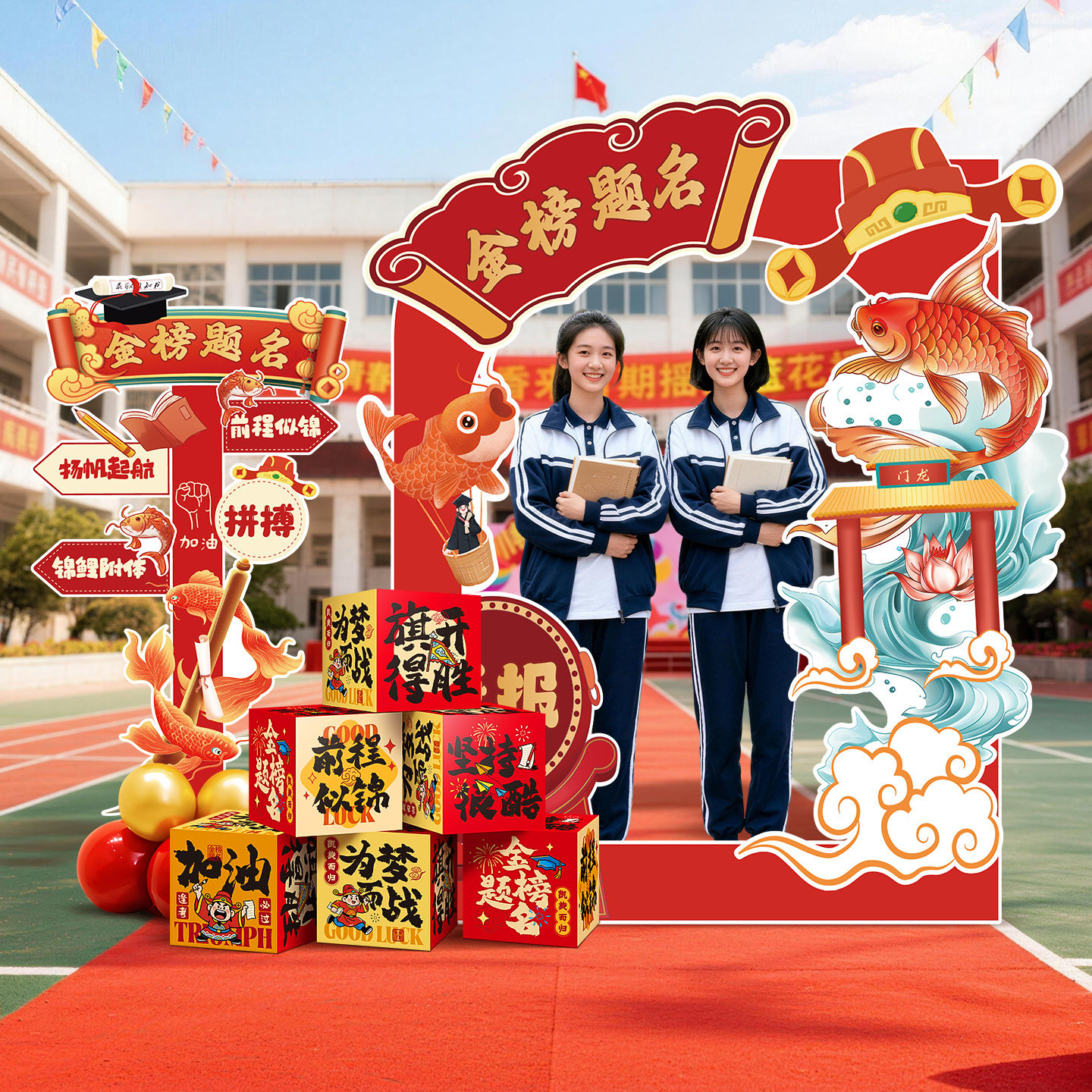 金榜题名初中考场景布置氛围仪式感装饰学校教室拍照道具相框kt板