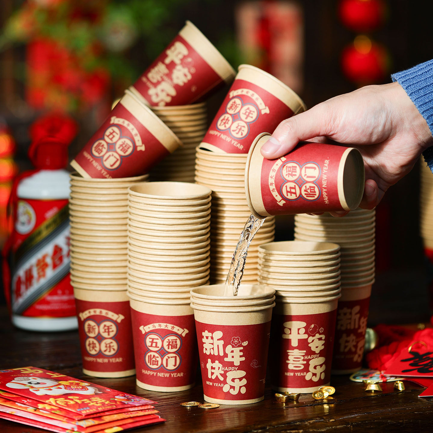 2026新款马年春节一次性加厚纸杯子新年过年家用喜庆红色福字茶杯,节庆用品/礼品,创意礼盒/礼品套组,淘宝优惠券,粉丝福利购,淘宝优惠卷
