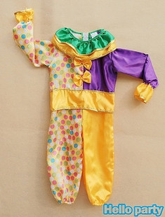 清仓马戏团小丑连体衣花点衣长65厘米234岁大人小丑衣服装道具