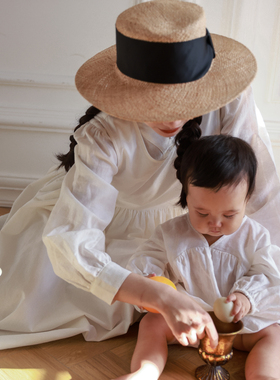 the tree 树 文艺日系森系亲子装纯亚麻白色衬衫婴儿爬服长袖秋冬