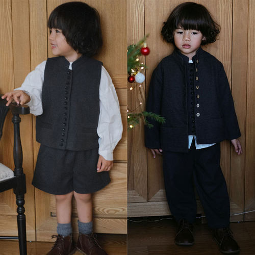 thetree树日系经典款羊毛呢马甲