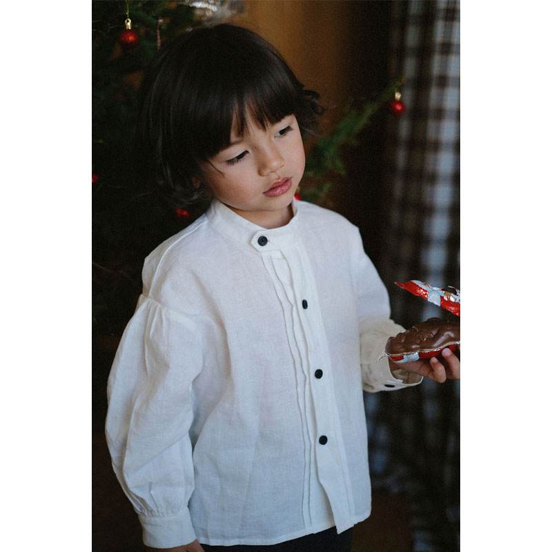 the tree 树 法式古董亚麻衬衫亲子款宽松打褶长袖上衣百搭秋冬款