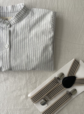 the tree 树  优质法式复古条纹背带夹儿童款百搭四季可用男女童