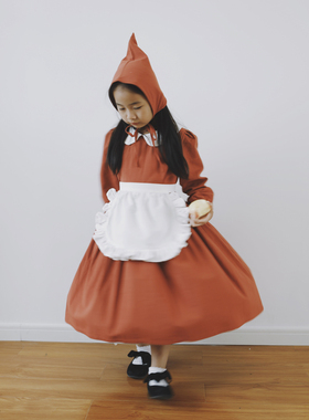 the tree 树 文艺女童娃娃领可爱小女巫白色花边围裙尖尖帽连衣裙
