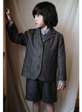 the tree 树 经典法国中世纪绅士套装冬儿童羊毛西装外套翻领裤子