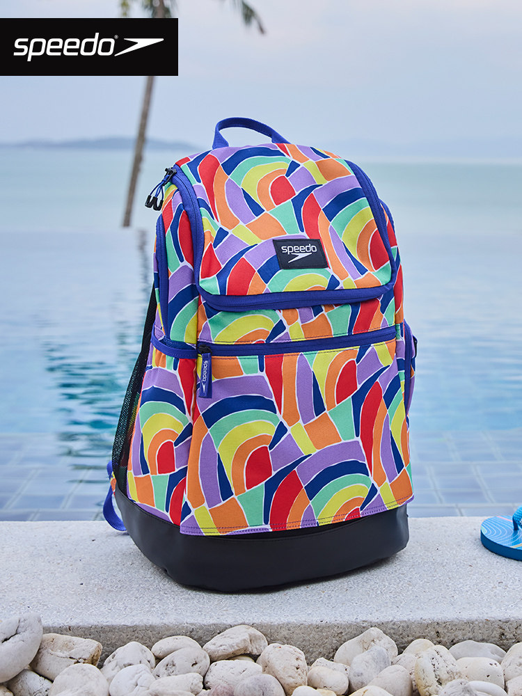 Speedo进口游泳包运动健身双肩背包35升大容量防泼水男女户外运动