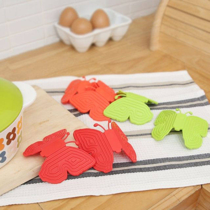 韩国进口可爱硅胶蝴蝶隔热手套耐高温防烫炒锅手柄套锅耳夹微波炉