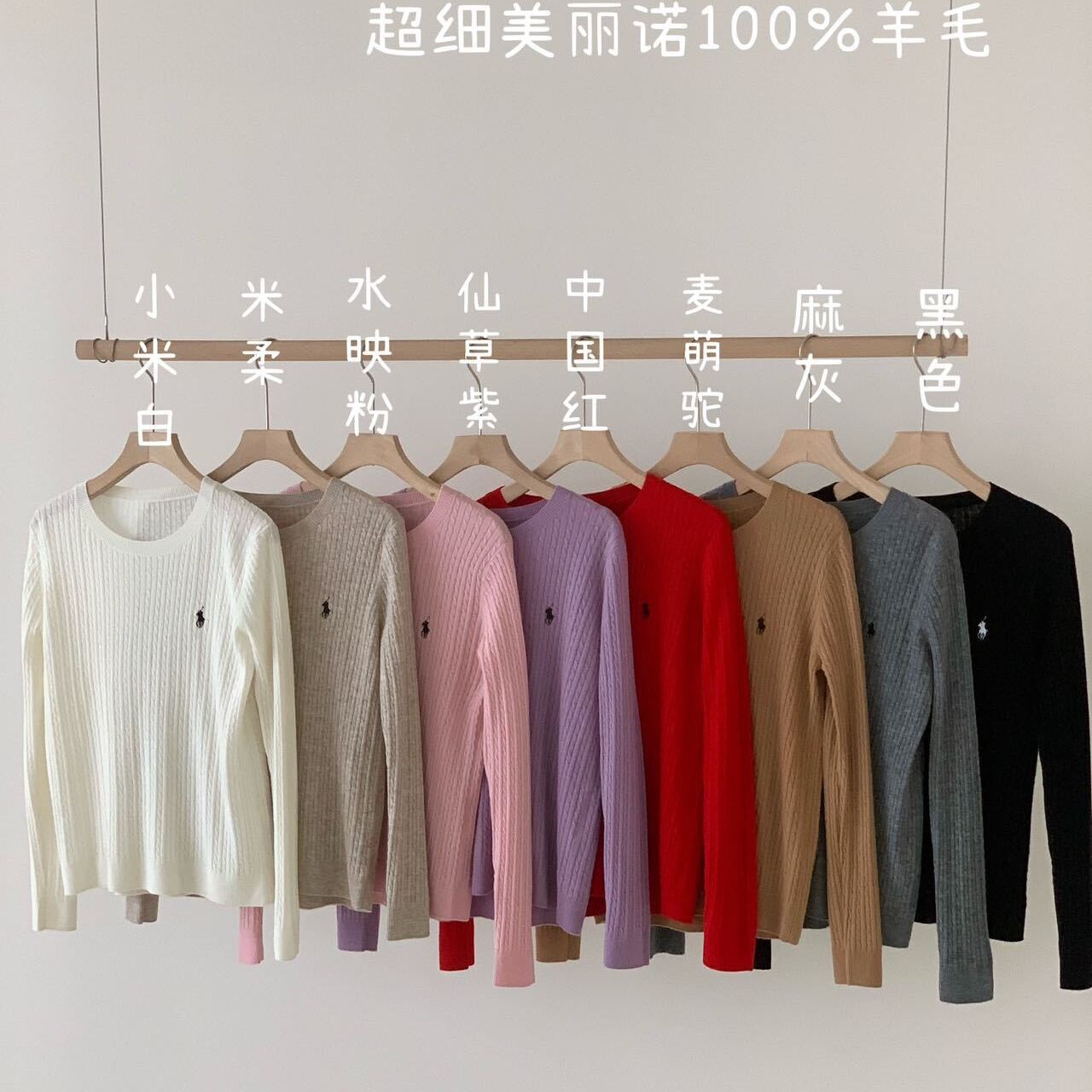 韩系全羊毛小马刺绣秋冬女毛衣