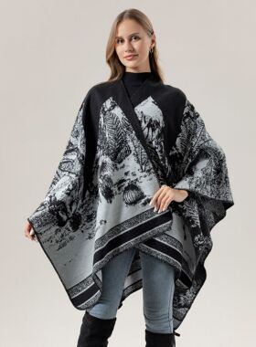 披肩斗篷女外搭灰色国风双面办公室空调房毯民族风外套披风小坎肩