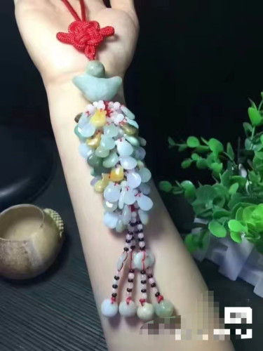 天然缅甸翡翠钱袋子车挂