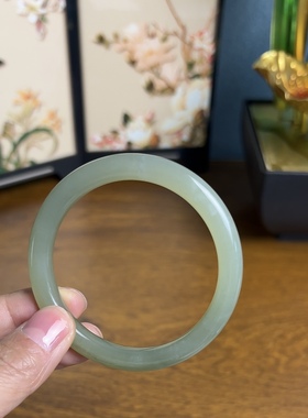 新疆直发正品和田玉晴水手镯老坑料天然玉石细条镯子美人条带证书