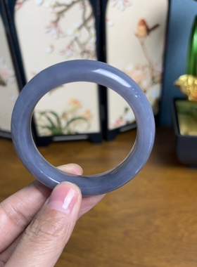 新疆直发和田玉烟紫飘花宽手镯老坑料帝王紫天然玉石镯子带证书