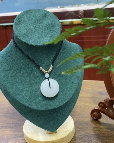 新疆天然金丝玉平安扣挂件男女同款戈壁料子吊坠天然玉石带证书